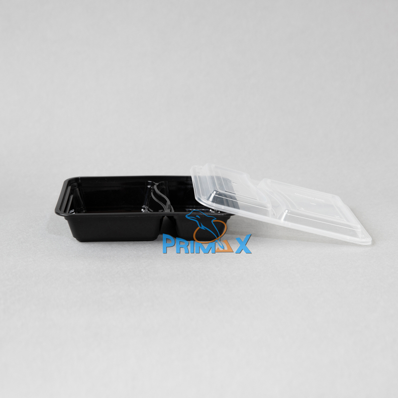 2 Compartment Black Base Rectangular Container