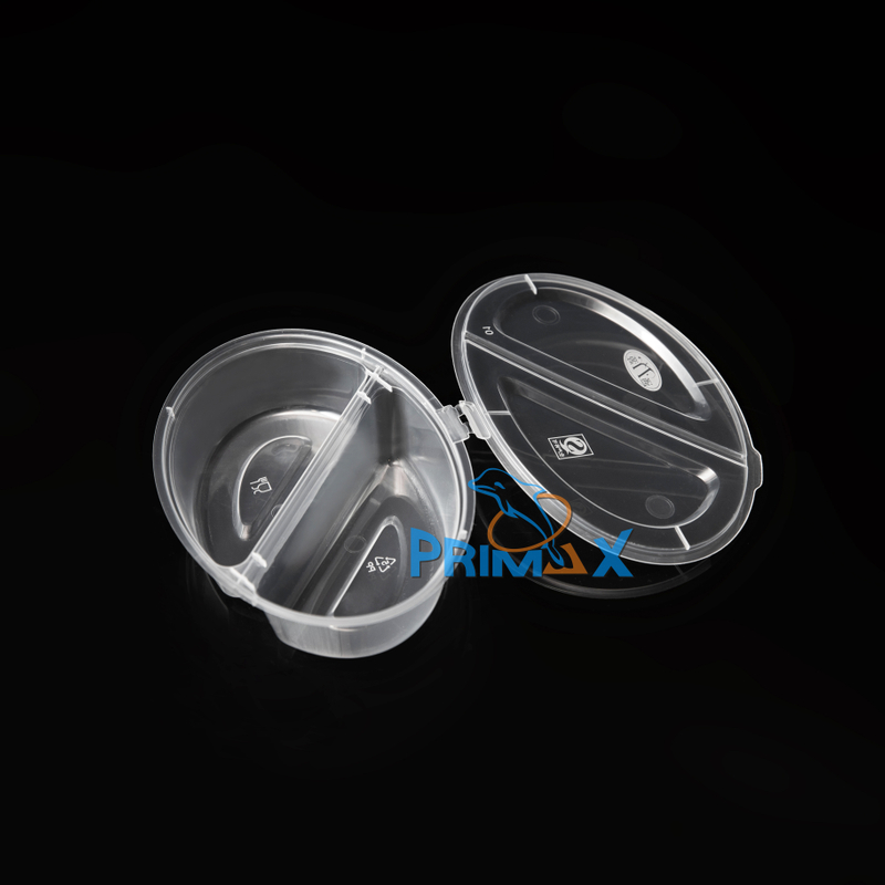 100ML 2 Compartment Hinged Lid Portion Cup