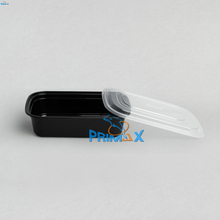 1250ML Black Base and Clear Lid Rectangular Container