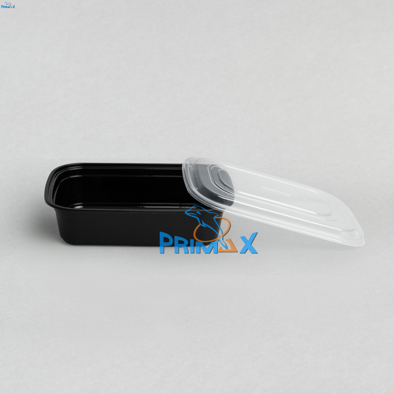 1250ML Black Base and Clear Lid Rectangular Container