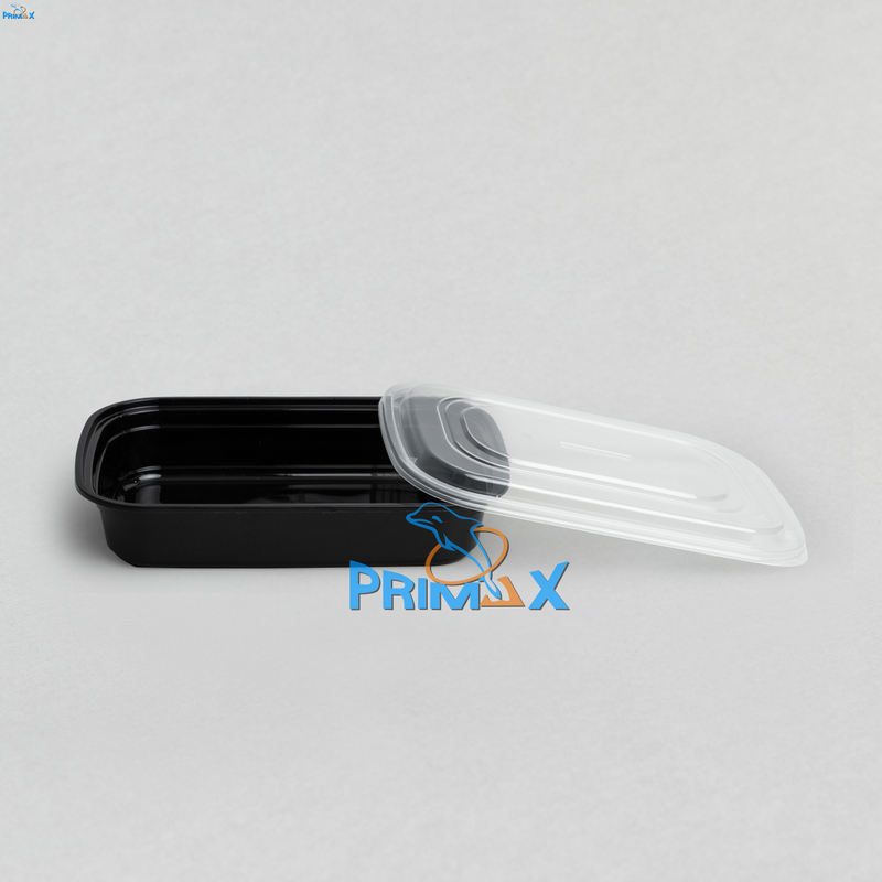 1000ML Black Base and Clear Lid Rectangular Container