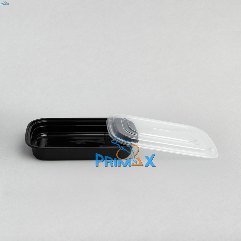 750ML Black Base and Clear Lid Rectangular Container