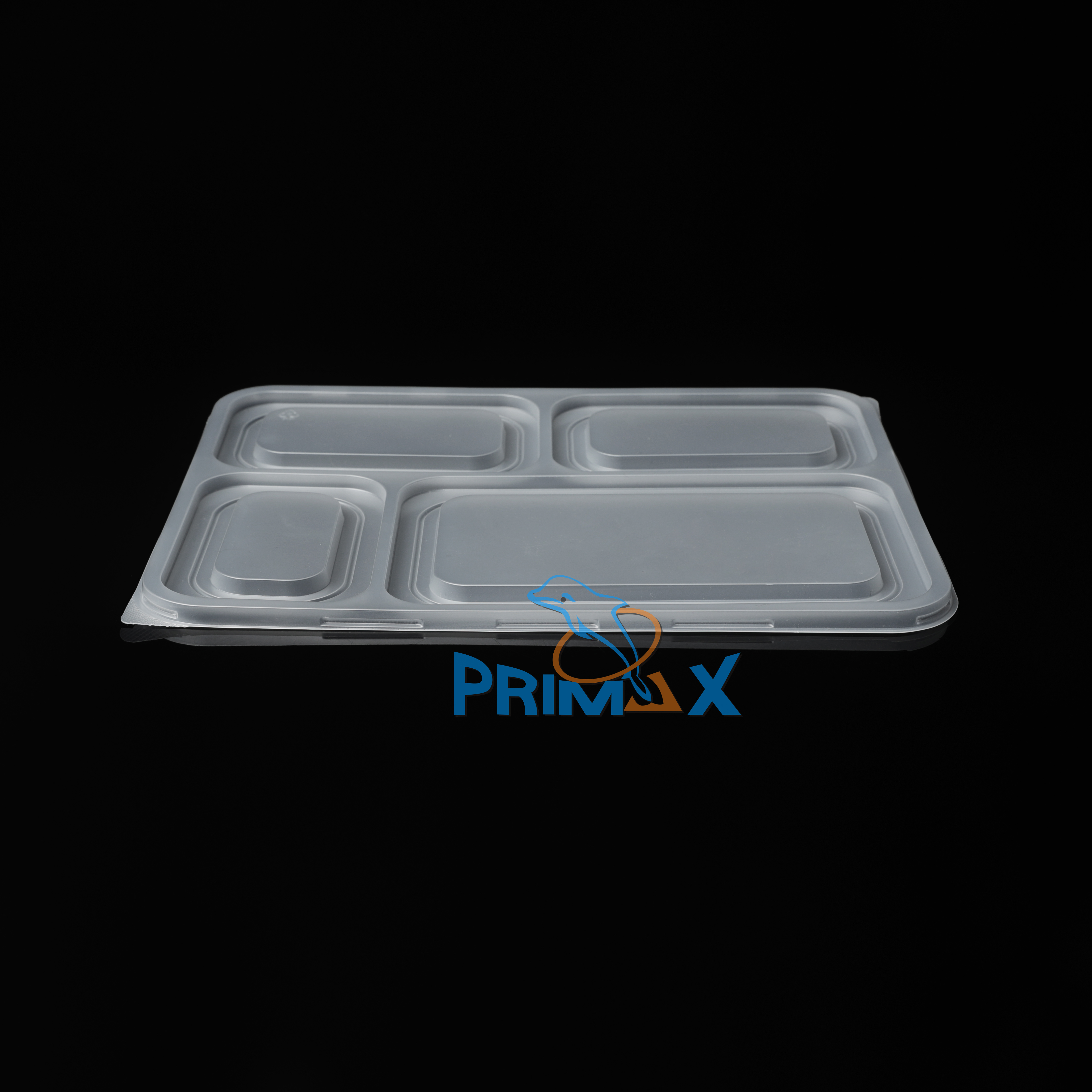 4 Compartment Black Base Container with Clear Lid